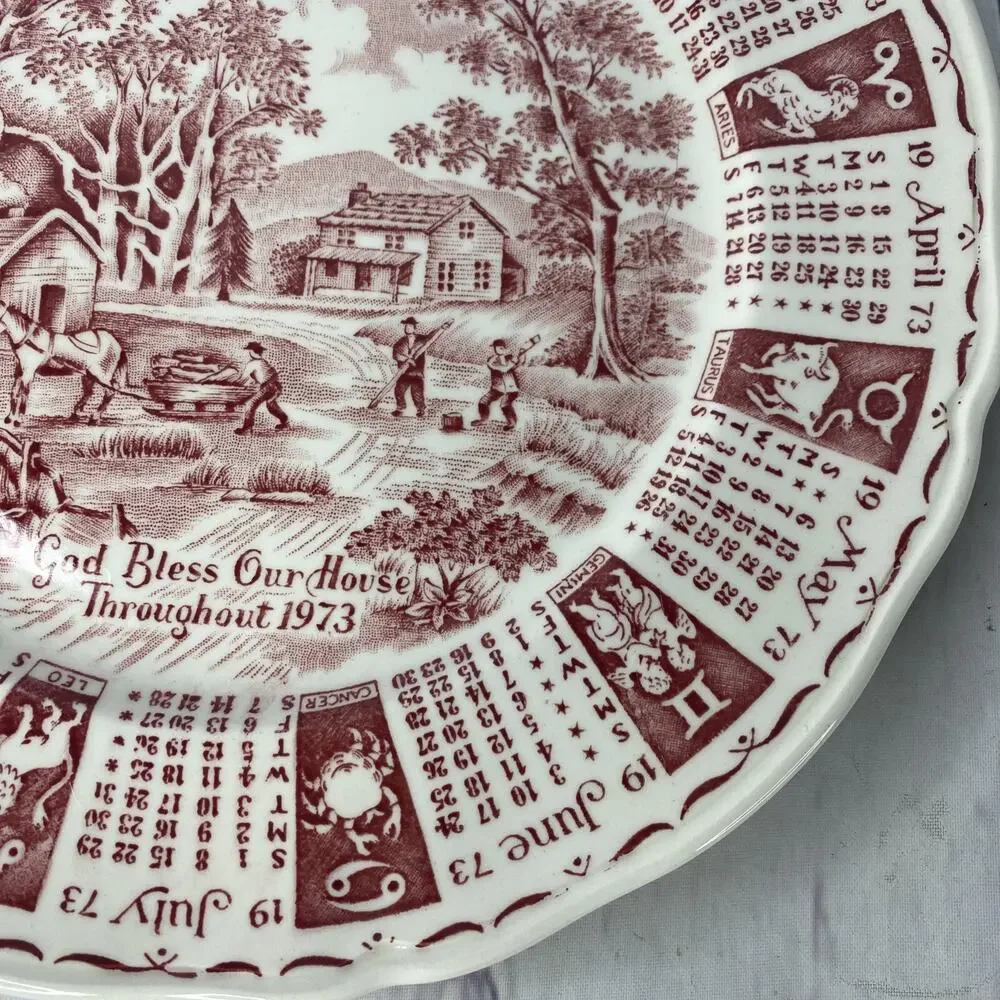 Alfred Meakin Staffordshire England 1973 Zodiac Calendar‎ Plate 9 Inch